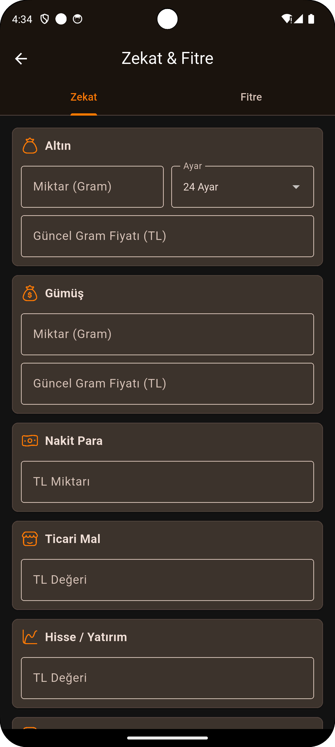 Zekat ve Fitre Hesaplayıcı