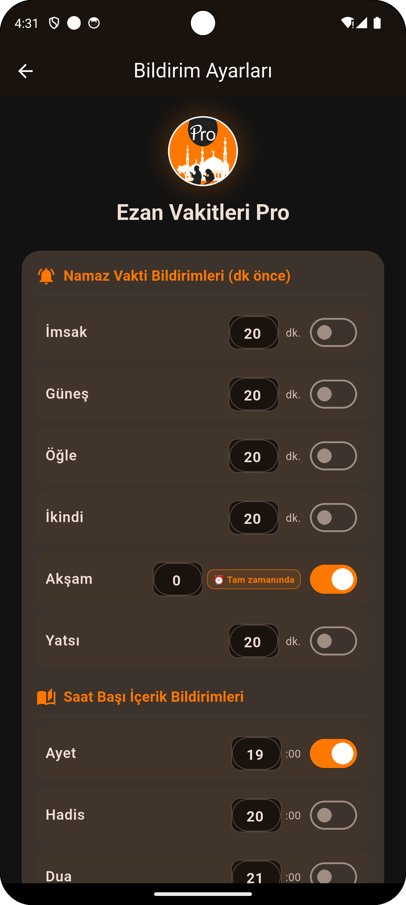 Bildirim Planlama Ayarları